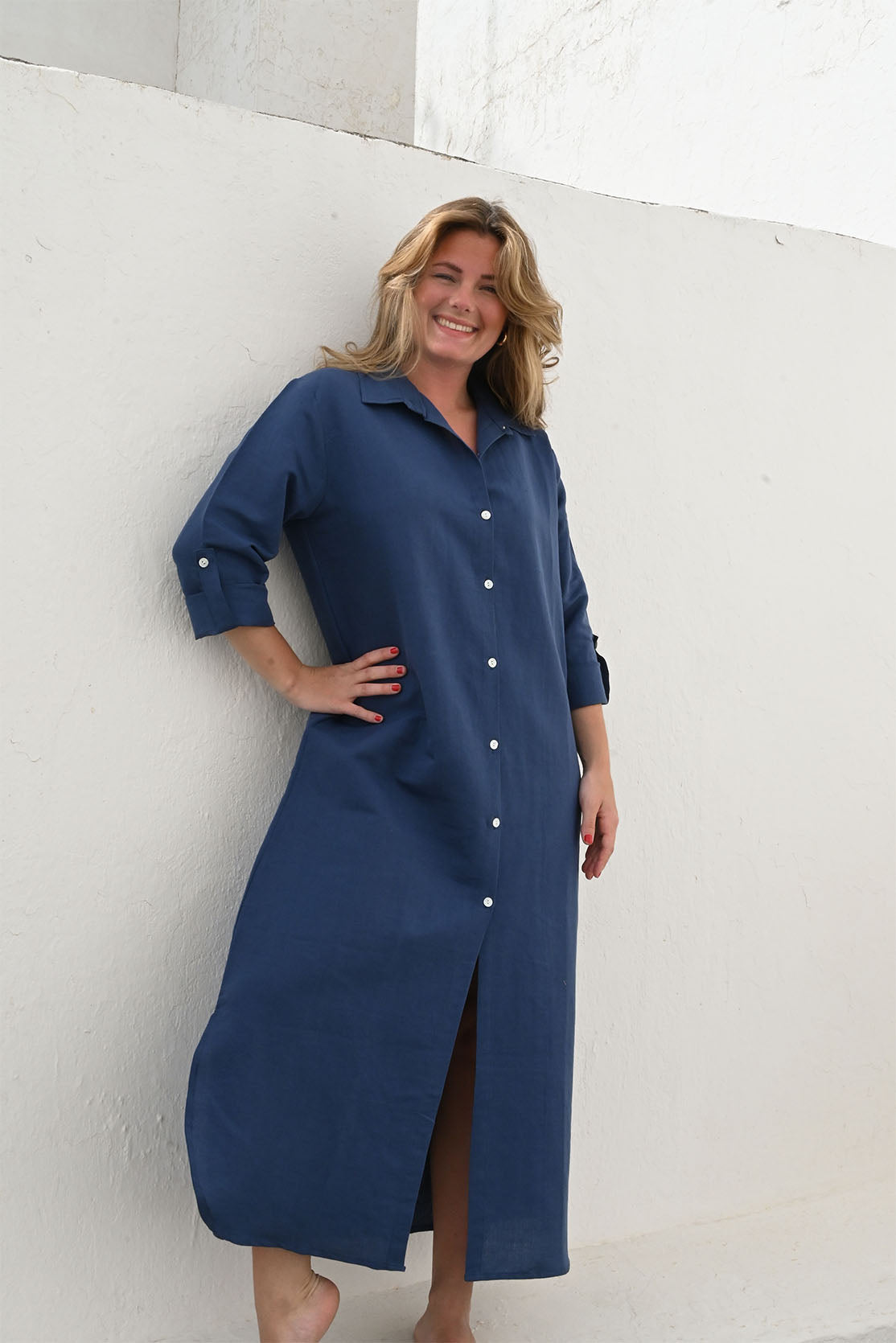 Emelie skjortklänning indigo