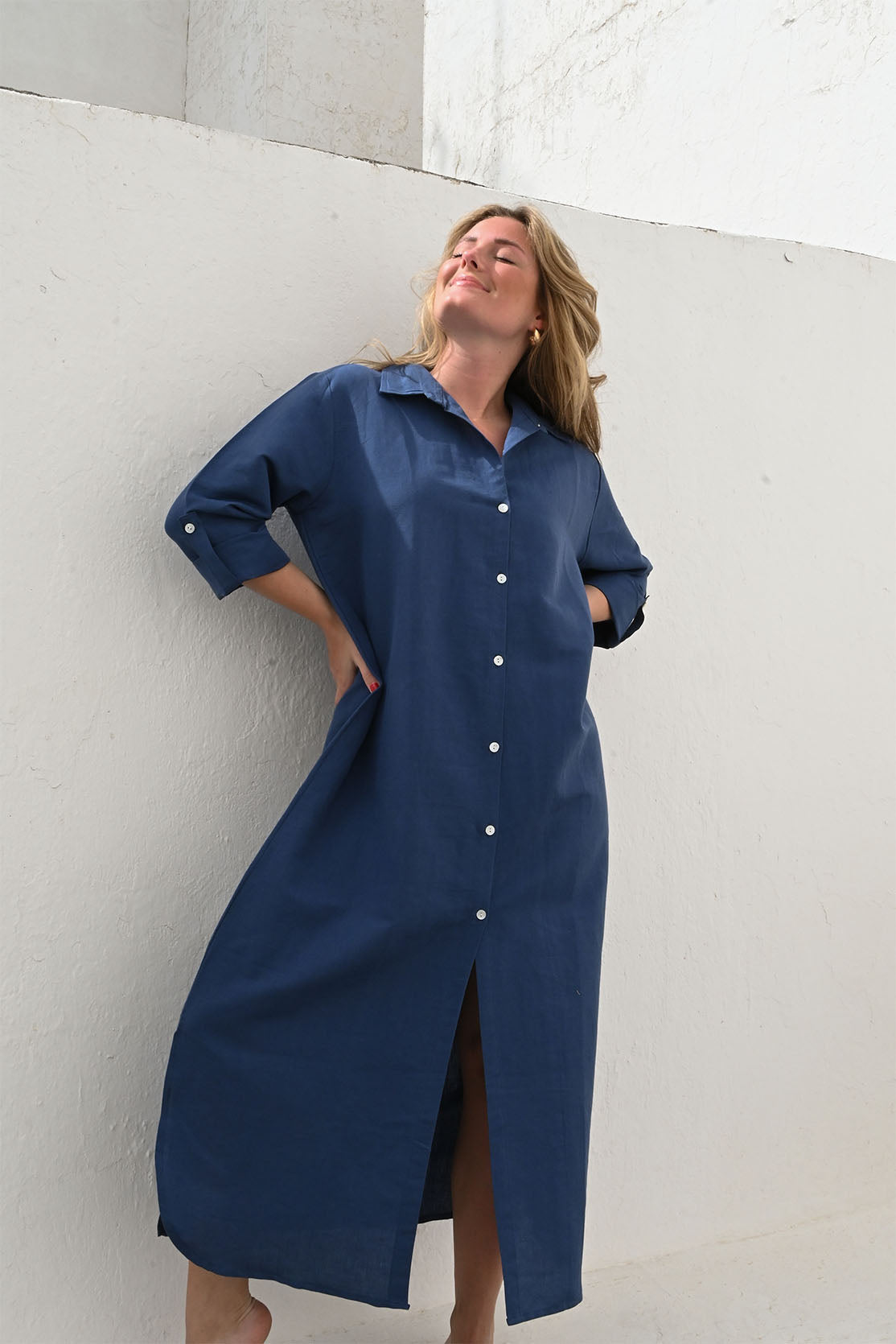 Emelie skjortklänning indigo